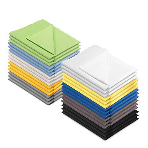 10 Pack Assorted Colors Microfiber Cleaning Cloths - 6' x 7' Microfiber Glasses Cloth - Great for Cleaning Eyeglasses, Cell Phones, Screens, Lenses, Glasses, Screens and All Delicate Surface