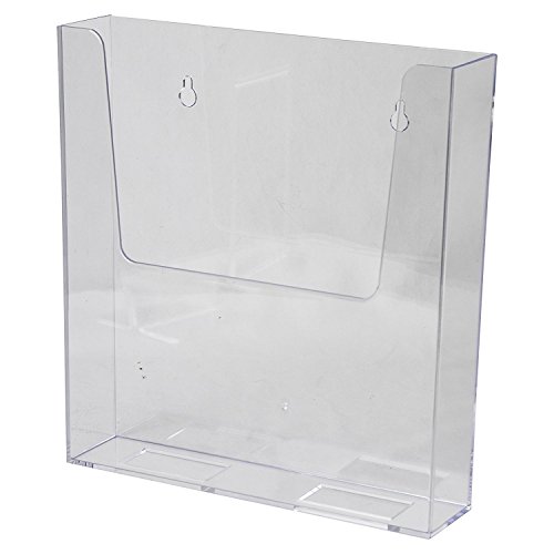 Clear-Ad - Acrylic Wall Mount Brochure Holder 8.5x11 - Plastic Hanging Flyer Holders - Adhesive or Wall Mounted File and Magazine Rack - Single Pocket Literature Display Box - LHW-M161 (Pack of 4)