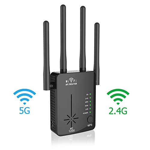 WiFi Range Extender, Upgraded 5GHz & 2.4GHz Dual Band 1200Mbps WiFi Repeater Wireless Signal Booster, 360 Degree Full Coverage WiFi Extender Signal Amplifier with Router/AP/Repeater Mode