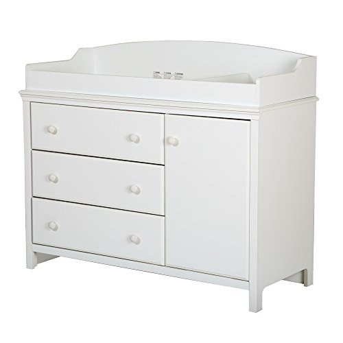 South Shore Furniture 3250333 South Shore Convertible Changing Table with Storage Drawers and Removable Changing Station, Pure White