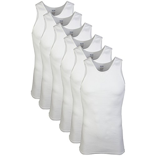 Gildan Men's A-Shirts 6 Pack, White, Small