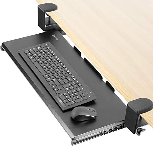 VIVO Large Keyboard Tray Under Desk Pull Out with Extra Sturdy C Clamp Mount System, Black 27 x 11 inch Slide-Out Platform Computer Drawer for Typing and Mouse Work (MOUNT-KB05E)