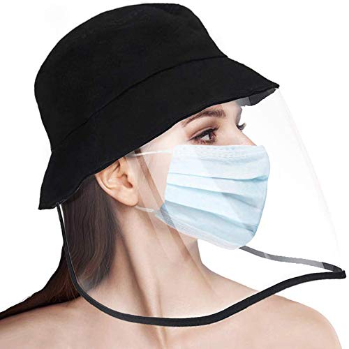 PISIQI Protective Face Shield Sun Hat Full-face Facial Cover Transparent Cap Safety Face Shield Protective Bucket Hat Removable Hat for Men and Women Outdoor Fisherman Hat