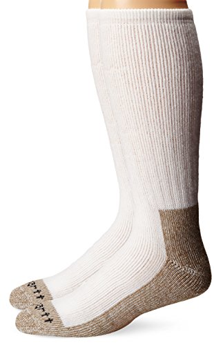 Carhartt Men's 2 Pack Full Cushion Steel-Toe Synthetic Work Boot Socks, White, Shoe Size: 6-12