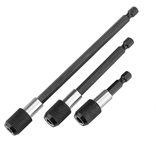 XT AUTO 3pcs 1/4 Inch Hex Shank Magnetic Extension Chuck Adapter Quick Release Bar Socket Screwdriver Bit Holder 60mm/ 100mm/ 150mm for Screws Nuts Drill Hand-held Driver