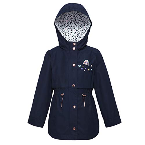 Girls' Lightweight Water Resistant Hooded Rain Jacket Trench Coat Windbreaker