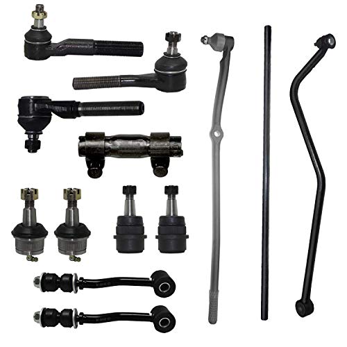 Detroit Axle - 13pc Front Upper & Lower Ball Joints, Adjustment Sleeves, Track Bar, Outer Tie Rods and Sway Bar Kit for 1991-2001 Jeep Cherokee - [1991-1992 Jeep Comanche]