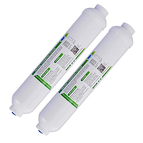 Inline Water Filter, Membrane Solutions 10' X 2' with 1/4' Quick-Connect Water Filter replacement Cartridge Inline Filter for refrigerator, Ice Maker, Under sink Reverse Osmosis Water System, 2-Pack