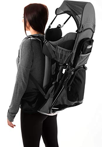 Premium Baby Backpack Carrier for Hiking with Kids – Carry your Child Ergonomically (Black/Grey)…