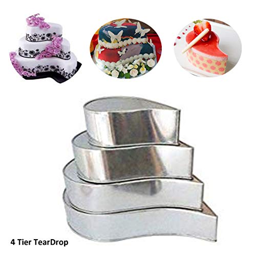 4 TIER TEAR DROP MULTILAYER BIRTHDAY WEDDING ANNIVERSARY CAKE PANS/TINS 6