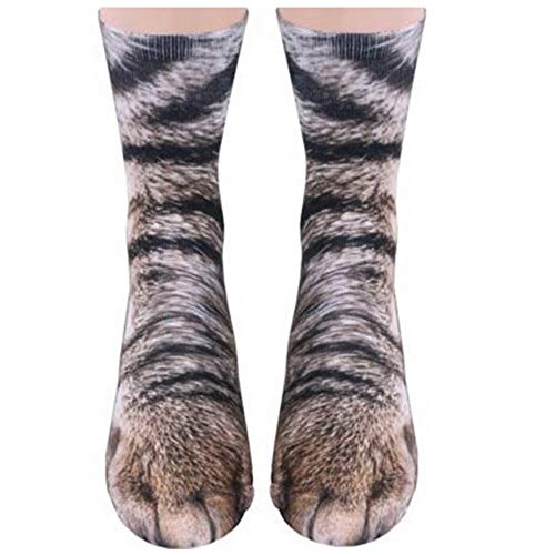 Gedston Unisex Animal Paw Socks-Crazy 3D Animal Socks Cat Dog Tiger Paw Crew Socks Funny Gift for Men Women and Adults, US5-12