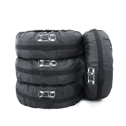 FLR 4 Pcs Tire Cover 80cm/31in Diameter Foldable Spare Waterproof Tire Covers Protection Covers Storage Tote Bags Wheel Cover for Car Off Road Truck