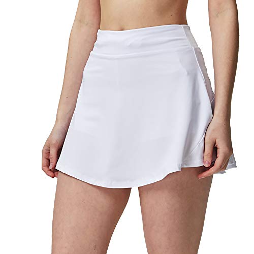 Sobrisah Women's Lightweight Athletic Skort Quick Dry Active Exercise Tennis Golf Running Skirt with Pocket White Tag M