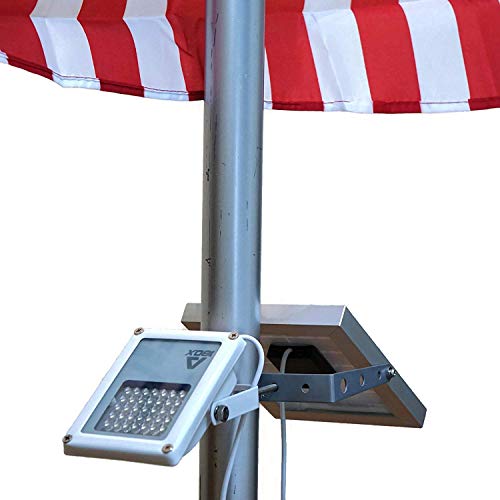 Alpha 180X Flag Pole Light (Warm White LED) for Solar Flagpole Lighting/Cast Iron Street Light Style Doubled as Floodlight/U-Bracket Fits Max Pole Diameter 2.5', Warm White Light