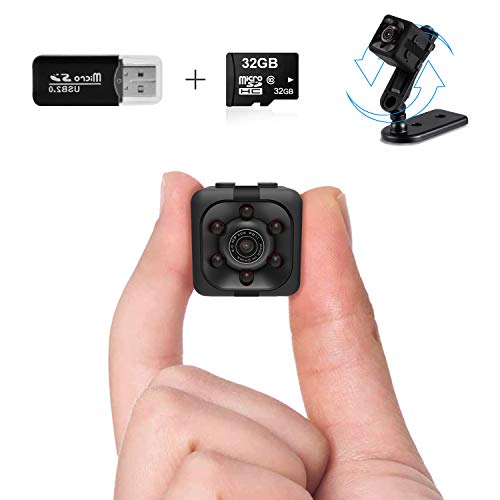 Mini Spy Camera Wireless Hidden Spy Cop Cam Seen on TV, 1080P Mini Hidden Camera with 32G SD Card, Nanny Cam Night Vision Camera with Motion Detection