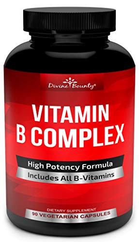 Super B Complex Vitamins - All B Vitamins Including B12, B1, B2, B3, B5, B6, B7, B9, Folic Acid - Vitamin B Complex Supplement - Support Healthy Energy Metabolism - 90 Vegetarian Capsules