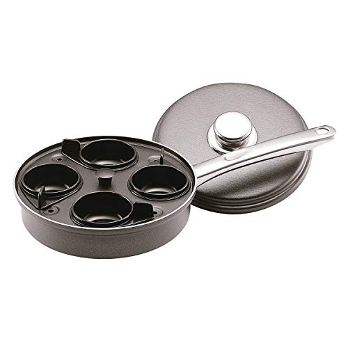 Farberware Nonstick Dishwasher Safe Egg Poacher Pan/Skillet with 4 Poaching Cups and Lid, 8 Inch, Gray