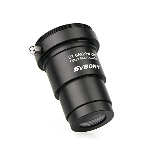 SVBONY Barlow Lens 2X 1.25 inch Metal Fully Blackened with M42x0.75 Thread Camera Connect Interface for Telescope Filters for Astrophotography