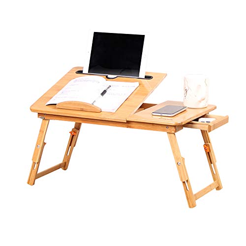 Laptop Bed Tray Multi Tasking Bamboo Lap Desk, Folding TV Tray Table, Smartphone Tablet Lap Tray for Homework Study Reading Eating Food Tray Table