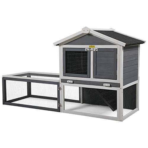 COZIWOW 61”X23.6”X36” Indoor Outdoor Wooden Large Small Animal Hutch,Pets Crate House for Rabbit Bunny Cage Dog Cat Squirrel Hamster Hedgehog Guinea Pig Habitat Chicken Coop