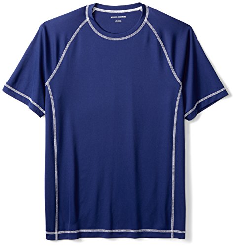 Amazon Essentials Men's Short-Sleeve Loose-Fit Quick-Dry UPF 50 Swim Tee, Navy, X-Large