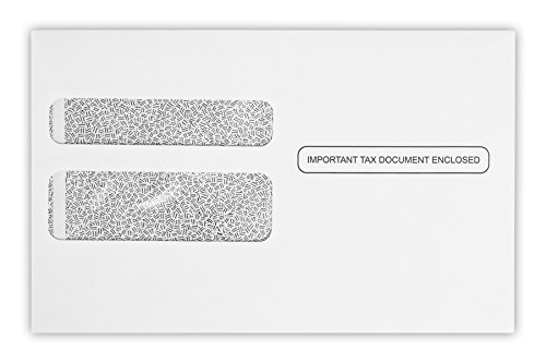 5 3/4 x 9 1/4 Envelopes for W-2/1099 Forms in 24 lb. White w/Security Tint for Mailing Tax Forms, Financial Documents, Checks, 50 Pack (White)