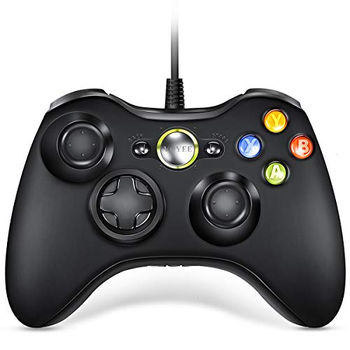 VOYEE Xbox 360 Controller, Upgraded Wired Controller Compatible with Microsoft Xbox 360 & Slim/PC Windows 10/8/7 (Black)