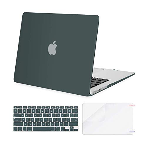 MOSISO Plastic Hard Shell Case & Keyboard Cover Skin & Screen Protector Only Compatible with MacBook Air 11 inch (Models: A1370 & A1465), Midnight Green