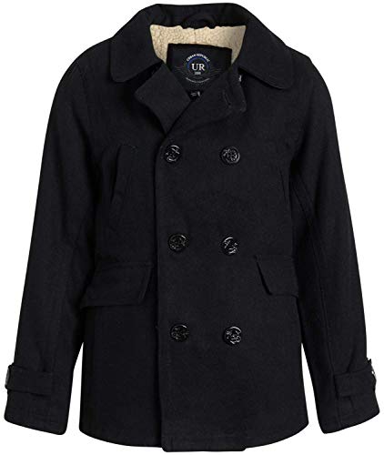 Urban Republic Boys' Wool Blend Peacoat with Faux-Fur Lining and Flap Pockets