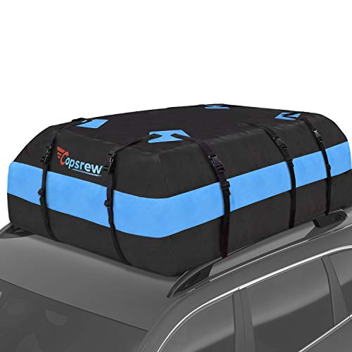 Copsrew Upgrade 20 Cubic ft Car Roof Bag & Rooftop Cargo Carrier 100% Waterproof Heavy Duty RoofBag. Fits All Vehicle with/Without Rack