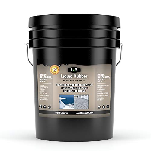Liquid Rubber Textured Polyurethane Deck and Dock Coating - Easy to Apply - UV Resistant Sealant - Indoor/Outdoor Use - Stone Gray, 5 Gallon