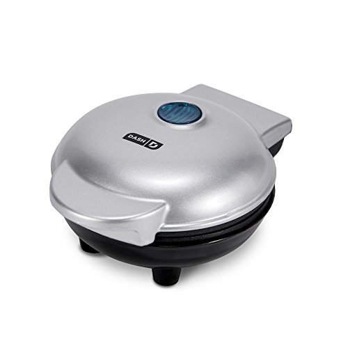 Dash DMS001SL Mini Maker Electric Round Griddle for Individual Pancakes, Cookies, Eggs & other on the go Breakfast, Lunch & Snacks, with Indicator Light + Included Recipe Book, Silver