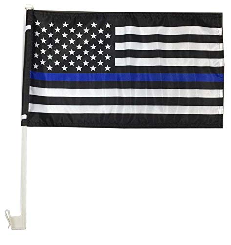 Kandice Police-Flags for Car Window, Double-Sided 12 x18 Inch Thin Blue Line American Flag for Cars, SUV, Trucks, or Vans
