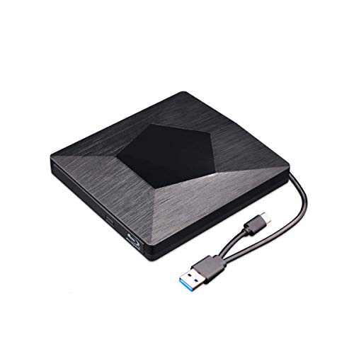 External 3D Blu Ray DVD Drive Burner, Wihool Ultra Slim USB 3.0 and Type-C Blu Ray BD CD DVD Burner Player Writer Reader Disk for Mac OS, Windows xp/7/8/10, Laptop PC (Black)