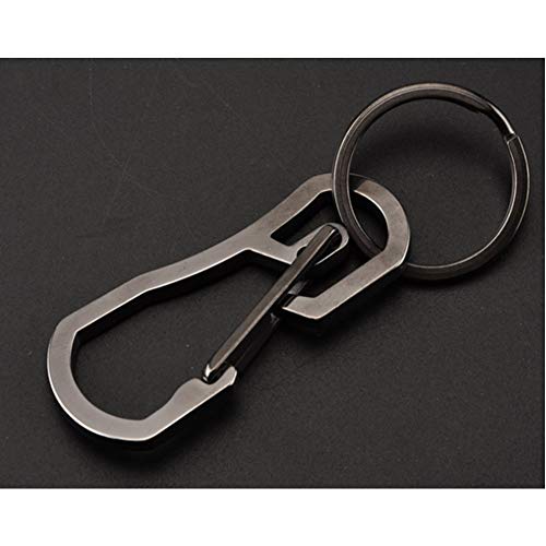 ALsmiley Stainless Steel Carabiner Clip Retractable Ring Set Keychain Quick Release Hooks for Men Women Black