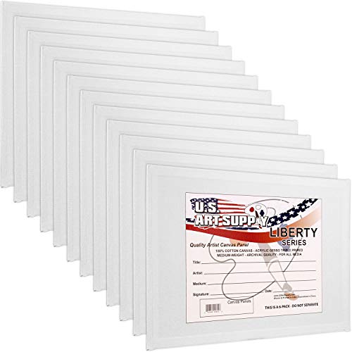 US Art Supply 12 X 16 inch Professional Artist Quality Acid Free Canvas Panel Boards for Painting 12-Pack (1 Full Case of 12 Single Canvas Board Panels)