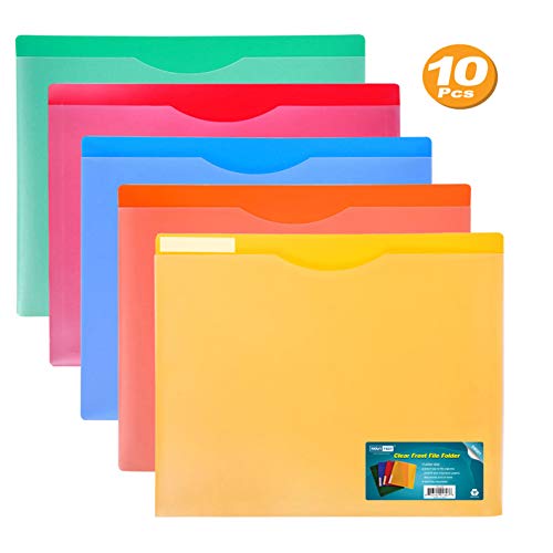 Nova Filer Waterproof Poly-File Folders with Top Tab, Letter Size, Assorted Colors, 10pcs Pack