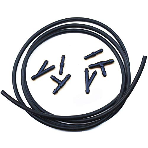 Universal Windshield Washer Nozzle Fluid Hose Kit 2.5 Meters with 6 Pcs Hose Connectors Suitable for Most of Car Washer Fluid Tubing