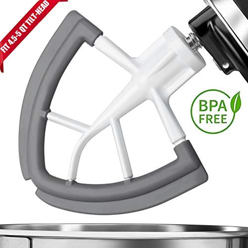 Flex Edge Beater For Kitchenaid,Kitchen Aid Mixer Accessory,Kitchen Aid Attachments For Mixer,Fits Tilt-Head Stand Mixer Bowls For 4.5-5 Quart Bowls,Beater With Silicone Edges,White