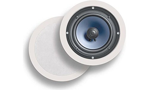 Polk Audio RC60i 2-way Premium In-Ceiling 6.5' Round-Speakers, Set of 2 Perfect-for Damp-and Humid Indoor/Outdoor Placement - Bath, Kitchen, Covered Porches (White, Paintable-Grille)