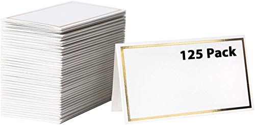 125 Pack Place Cards -Elegant Name Cards with Gold Foil Borders -Perfect For Wedding, Business Event -Table Name Cards, Table Tent Cards, Seating Cards, Wedding Name Cards -2 x 3.5 Inches [125 Pack]