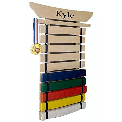 RenKata Personalized Taekwondo Belt Display for Martial Arts Belts (10 Level) - USA Made