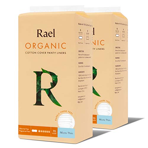 Rael Organic Cotton Panty Liners - Everyday Freshness, Daily Panty Liners, Chlorine Free, Unscented (Micro Thin,140 Count)