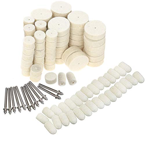 AVAVIGOO Felt Polishing Pad & Polishing Wheel,Point & Mandrel Kit For Dremel Rotary tools - Accessories Kit Fit Dremel - 1/8 Inch Shank（111Pcs）