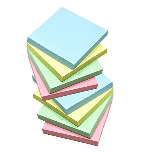 Sticky Notes, Memo Self-Stick 8 Pads/Pack,100 Sheets/Pad, 3 inch X 3 inch, Squares 4 Colors Child Fresh Easy Post