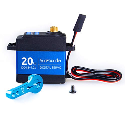 SunFounder 20KG Servo Motor Waterproof High Torque Servo, SF3218MG Metal Gear Digital Servo, Aluminium Case, Control Angle 270° for RC Robot Cars
