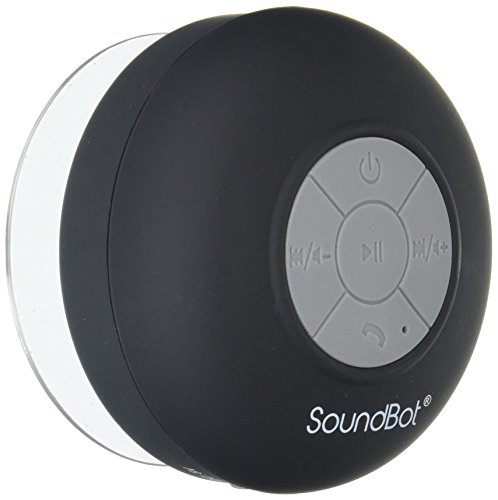 SoundBot SB510 HD Water Resistant Bluetooth 3.0 Shower Speaker, Handsfree Portable Speakerphone with Built-in Mic, 6hrs of Playtime, Control Buttons and Dedicated Suction Cup for Showers(Gry/BLK)