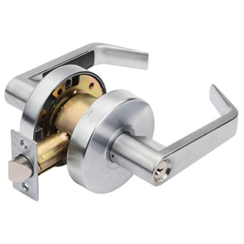 Dynasty Hardware AUG-00-26D Grade 2 Commercial Duty Office Door Keyed Lever Lockset, ADA, Satin Chrome Finish