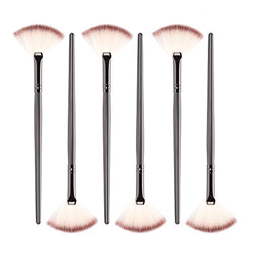 Rocutus 12pcs Professional Fan Makeup Brush,Slim Fan Brush Face Powder Foundation Highlighter Powder Contour Blending Brush for Women (black)