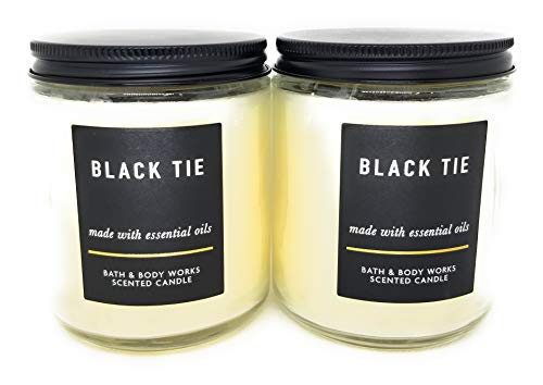 Set of 2 Bath and Body Works White Barn Black Tie Single Wick Candle 7 Ounce each